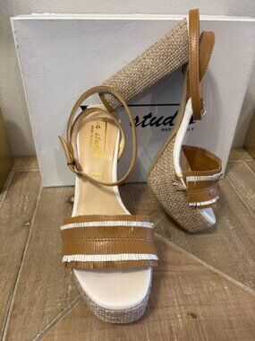 NEW Via Studio Pelle VIA 13 Brown Leather Hook & Loop Pumps Women’s 7.5 Comfort